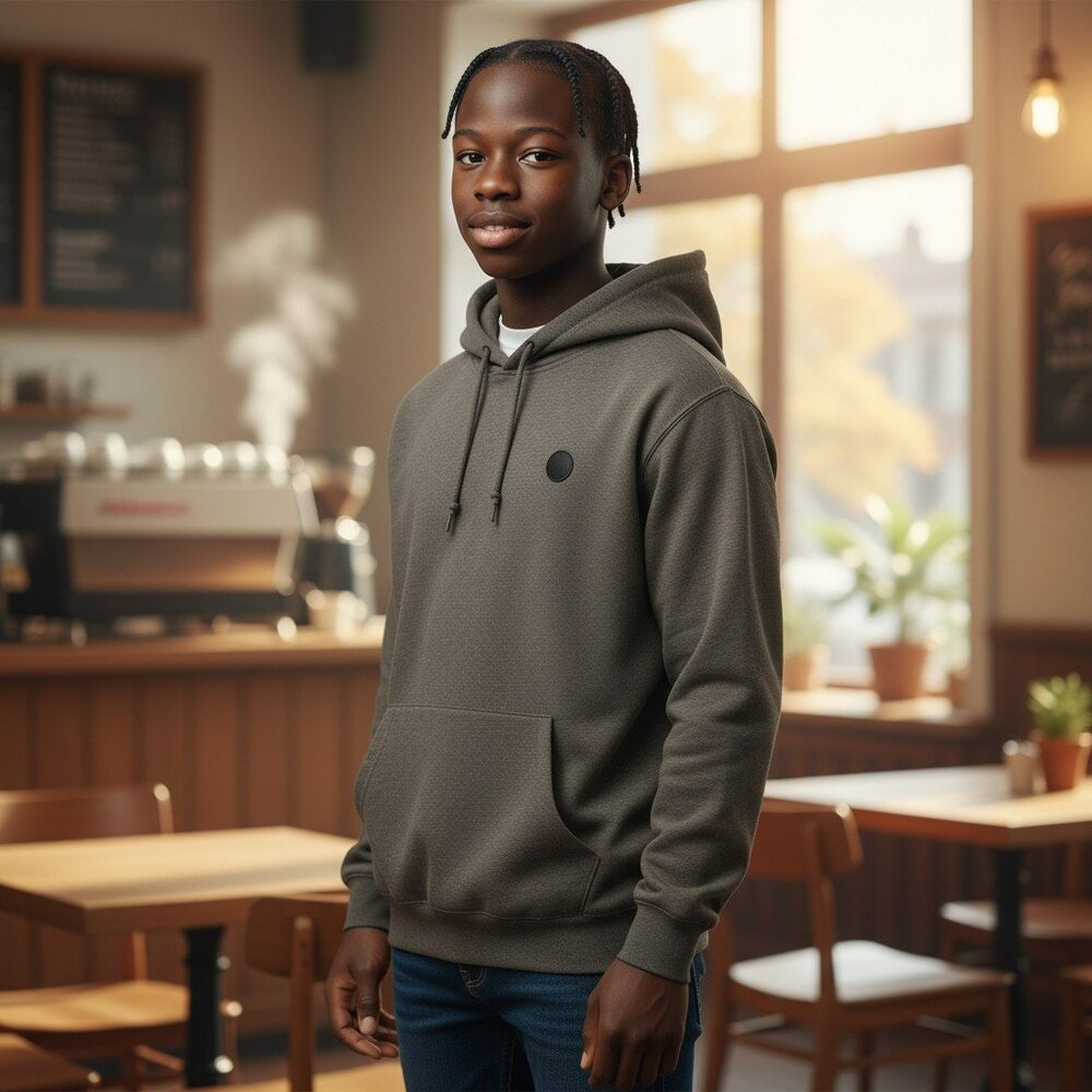 Volcom Hoodie Mens Large Gray Pullover Sweatshirt Kangaroo Pocket Logo Patch